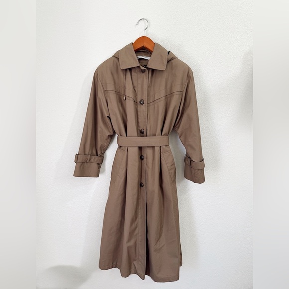 Misty Harbor Vintage Fall Classic Cozy Brown Trench Coat Women’s Size 10 Petite - Picture 1 of 7